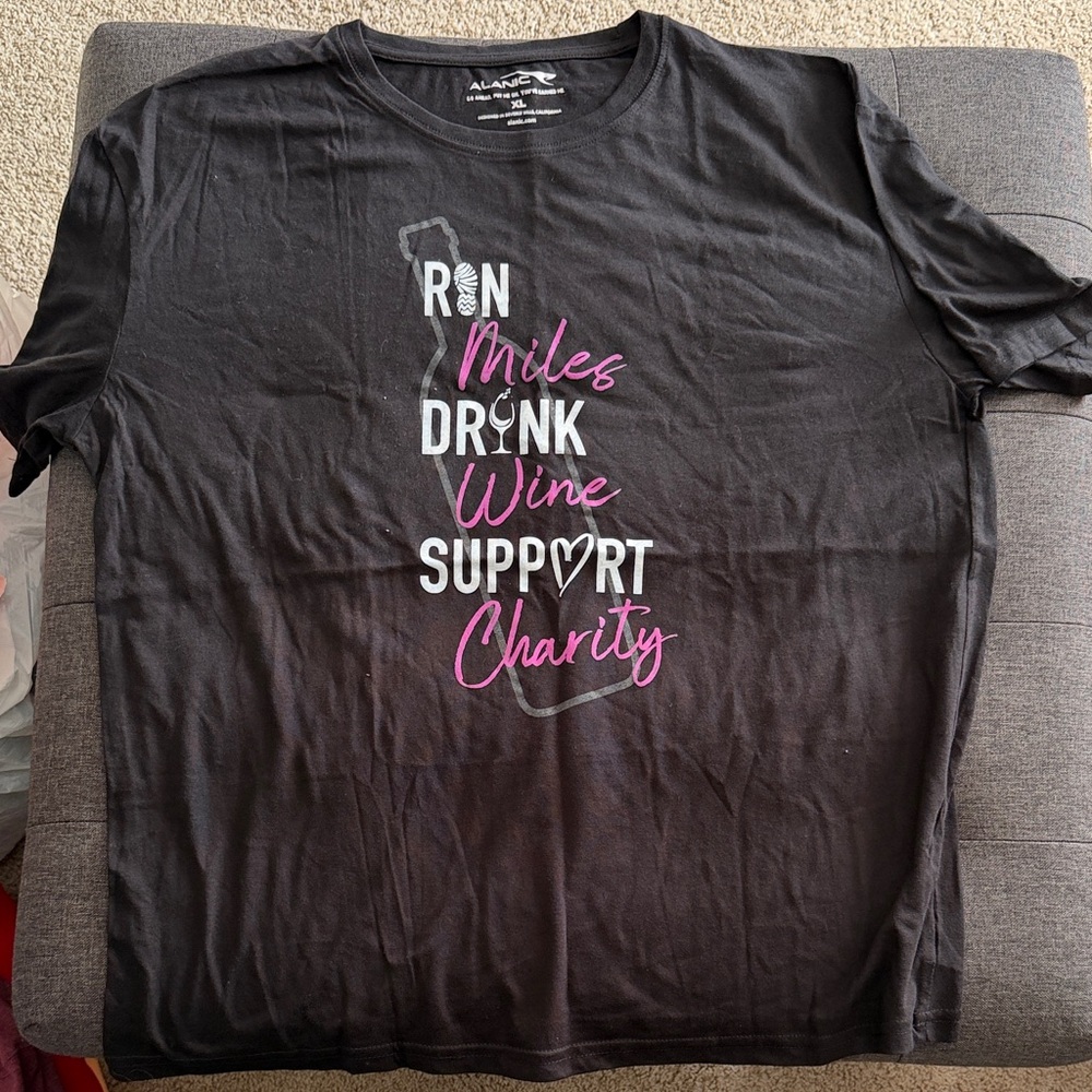 Black Short Sleeve Tee with Pink Accents